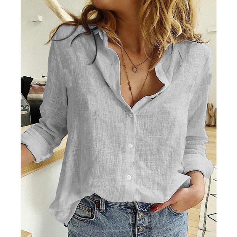 Elegant Cotton Linen Shirts Women Casual Solid Button Lapel Blouses Shirts Autumn Winter Long Sleeve Loose Tops Tunic Blusas Elegant Cotton Linen Shirts Women Casual Solid Button Lapel Blouses Shirts Autumn Winter Long Sleeve Loose Tops Tunic Blusas